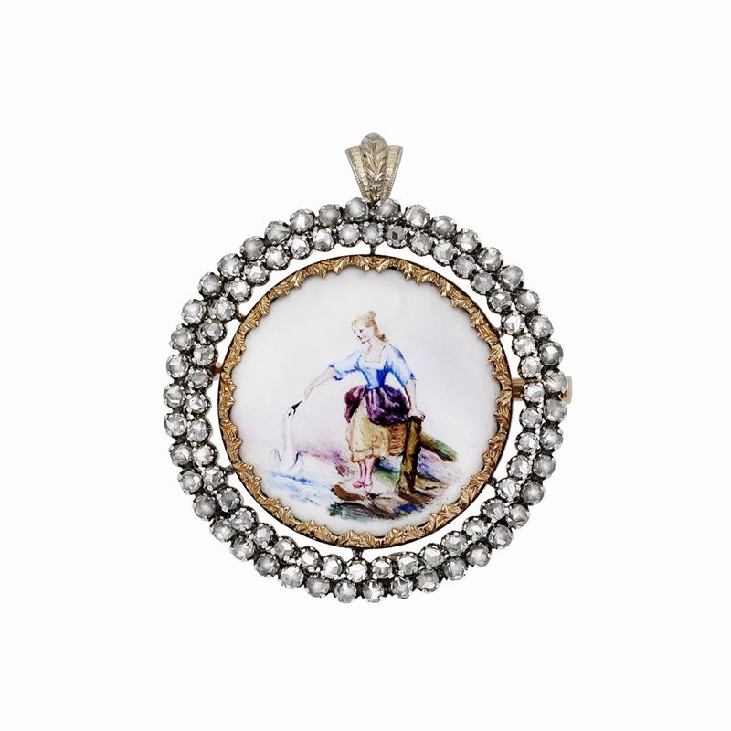 Pendente in Oro a Basso Titolo, Rose e Miniatura
