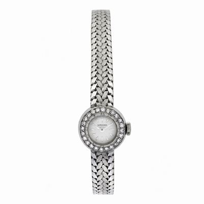 Orologio da Spolso in Oro Bianco e Diamanti Longines