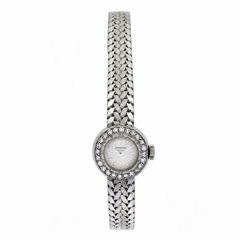 Orologio da Spolso in Oro Bianco e Diamanti Longines