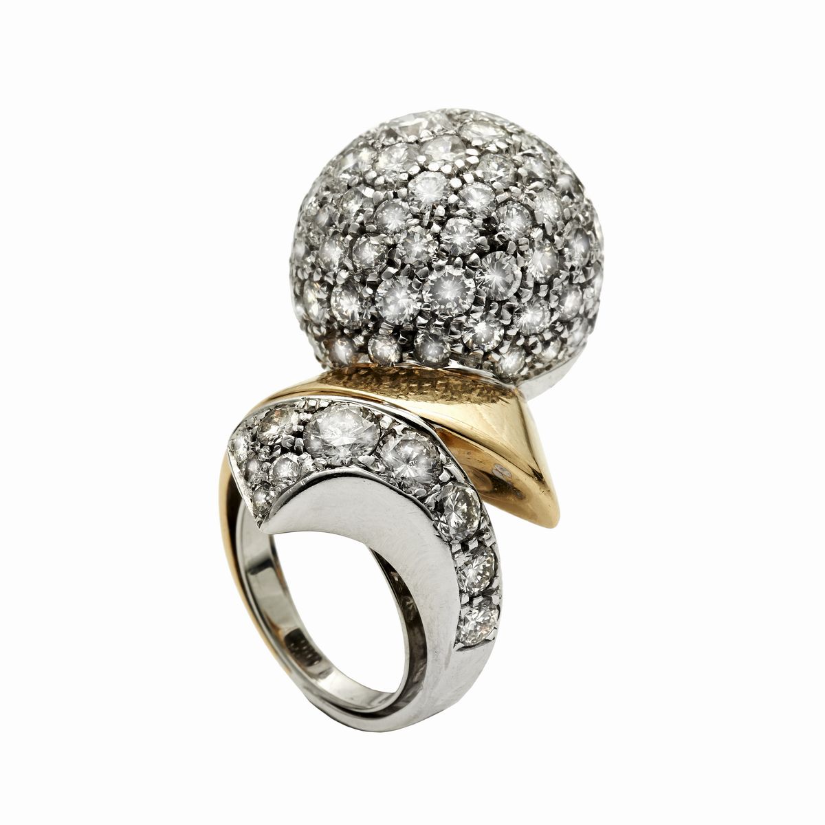 Anello in Oro Giallo, Oro Bianco e Diamanti
