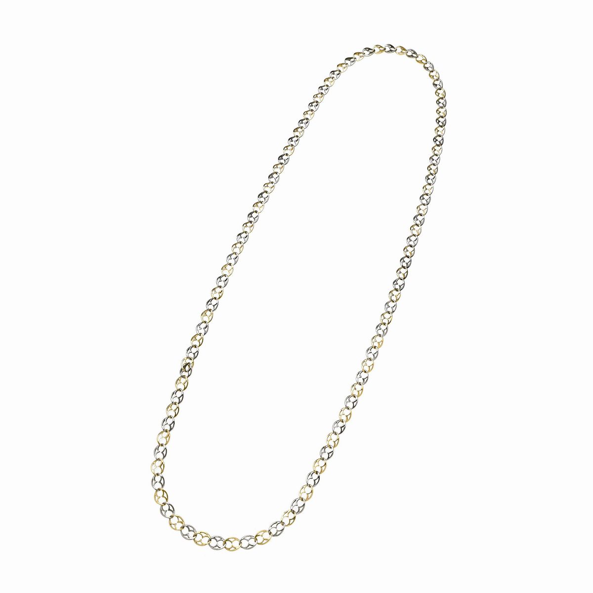 Lunga collana in oro giallo e bianco 18k