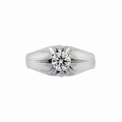 Anello Solitario in Oro Bianco e Diamanti