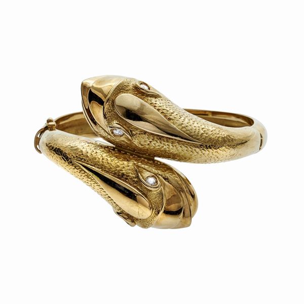 Bracciale contrariè in oro giallo e diamanti