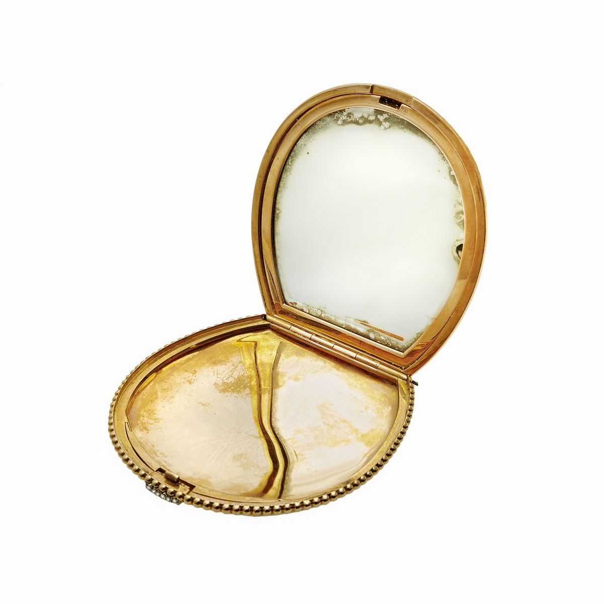 Scatola Portacipria in Oro Giallo, Oro Bianco e Diamanti