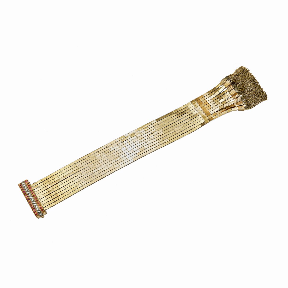 Importante Bracciale in Oro Giallo Diamanti e Rubini