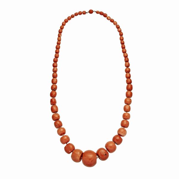 An important pink coral necklace