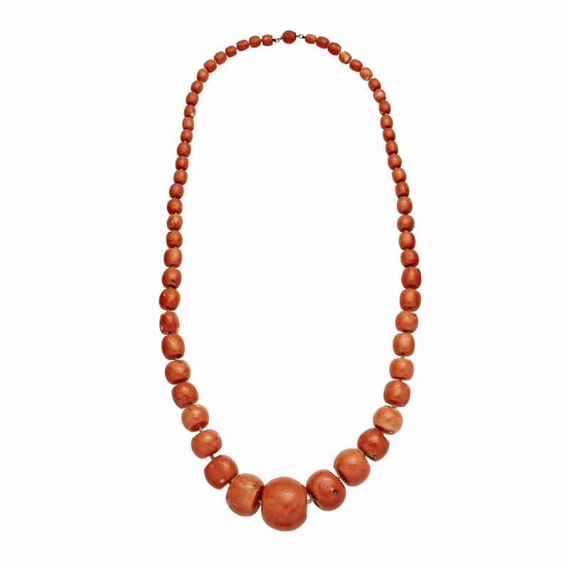 Importante Collana in Corallo Rosa