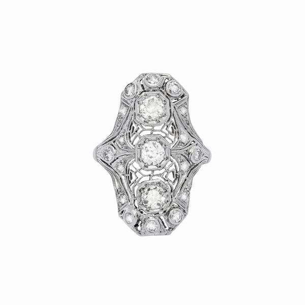 White gold ring and diamonds