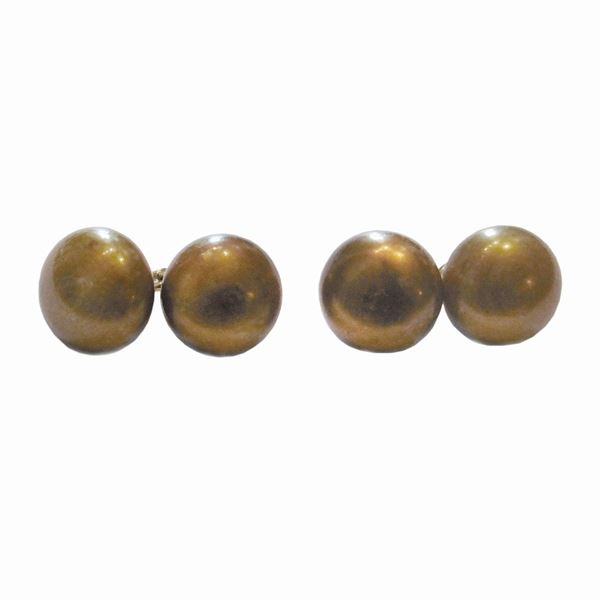 LONGMIRE : Pair of yellow gold cufflinks and gold beads Longmire  - Auction Antique Jewelry, Modern and Watches - Curio - Casa d'aste in Firenze