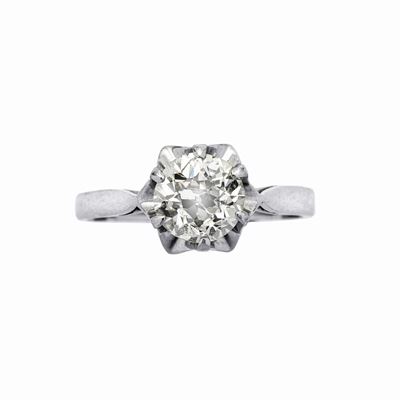 Anello Solitario in Oro Bianco e Diamante