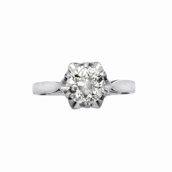 Anello solitario in oro bianco e diamante