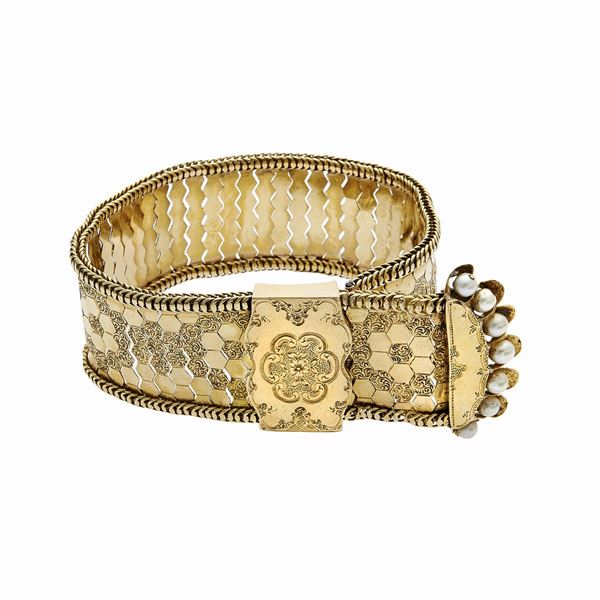 Yellow gold bracelet and pearls  - Auction Antique Jewelry, Modern and Watches - Curio - Casa d'aste in Firenze