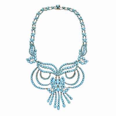 Collana in Oro a Basso Titolo e Turchesi