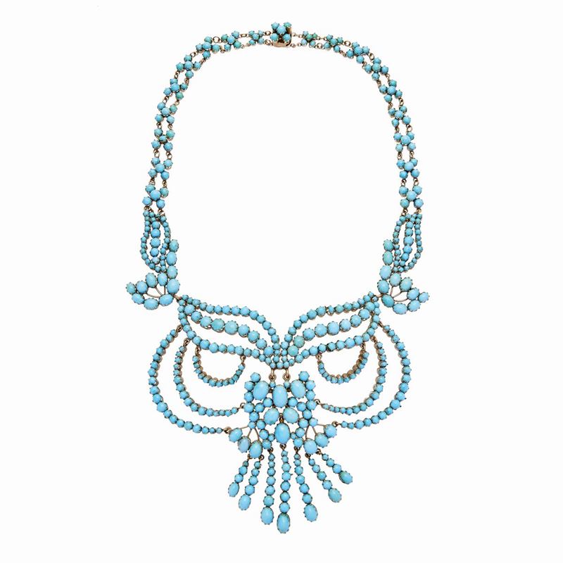 Collana in Oro a Basso Titolo e Turchesi