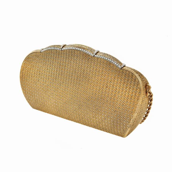 Yellow gold, white gold and diamond handbag