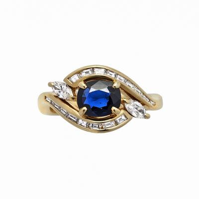 Anello in Oro Giallo, Diamanti e Zaffiro Damiani