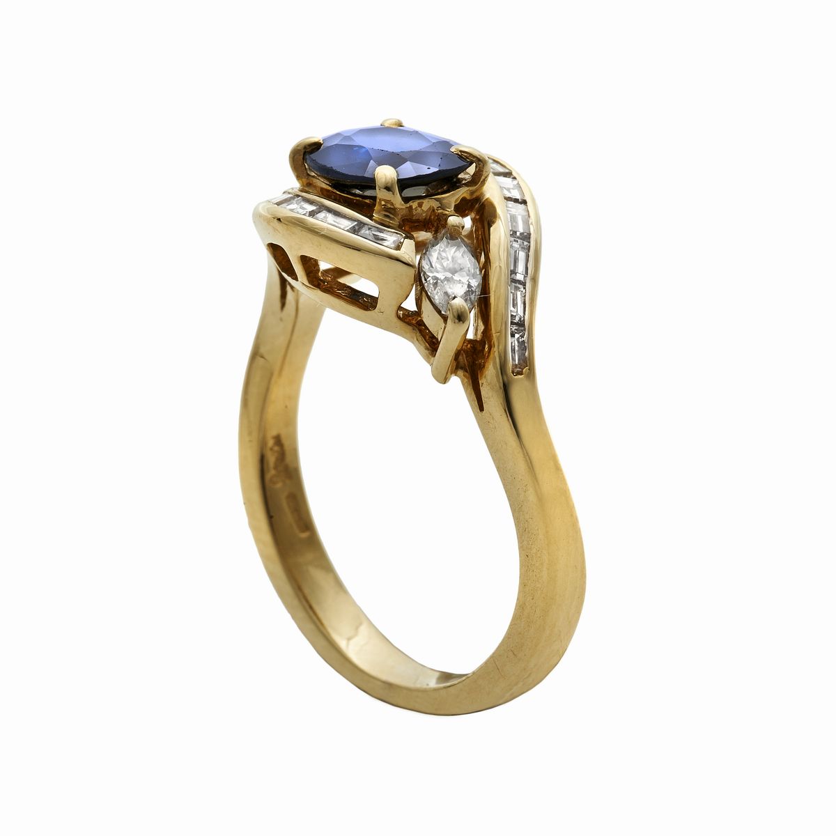 Anello in Oro Giallo, Diamanti e Zaffiro Damiani