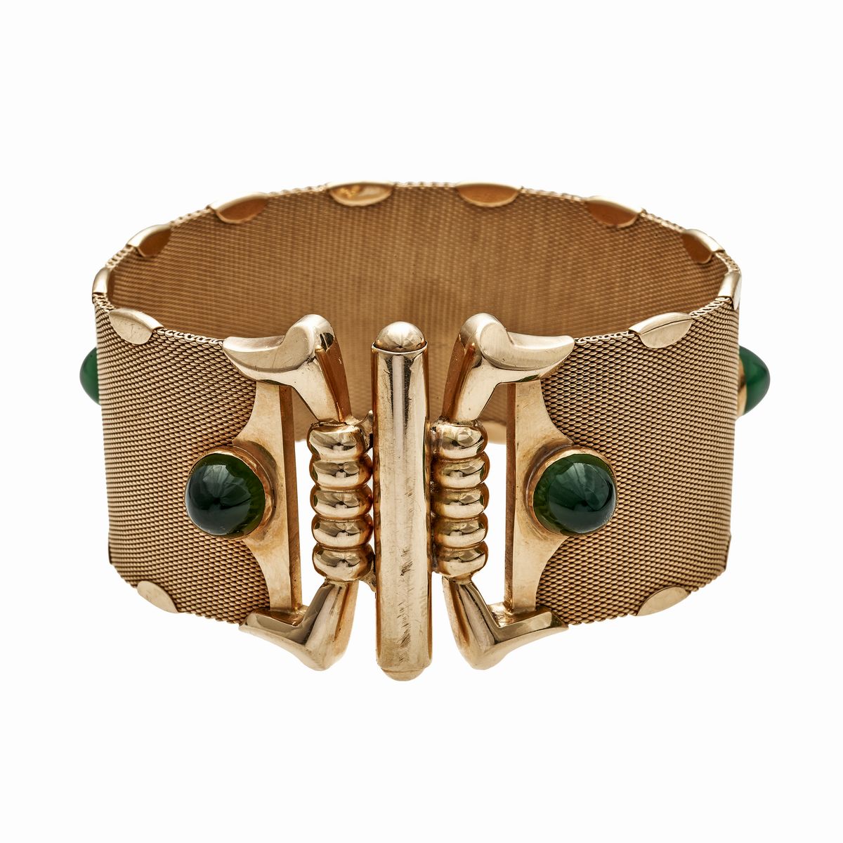 Bracciale in Oro Giallo e Pietre Verdi