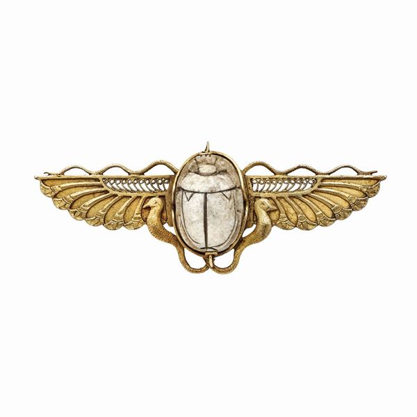 Brooch  in yellow gold and bone