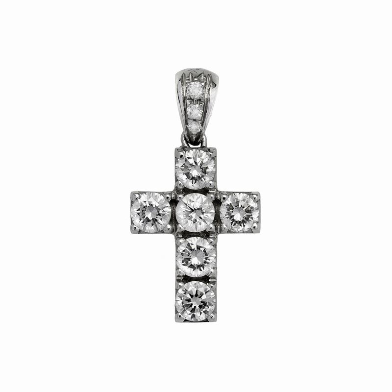 Croce in Oro Bianco e Diamanti