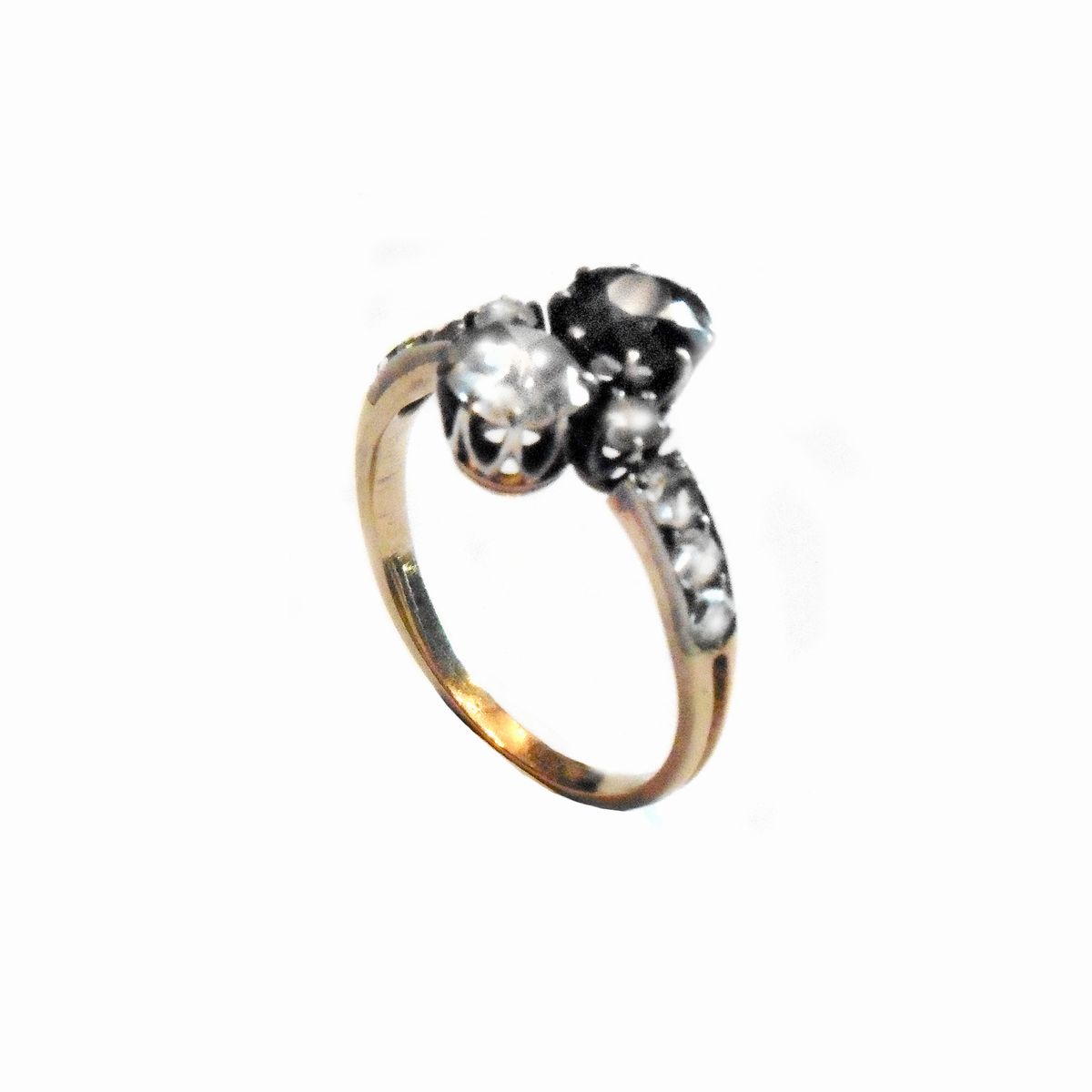 Anello Contrariè Oro a Basso Titolo, Argento e Diamanti