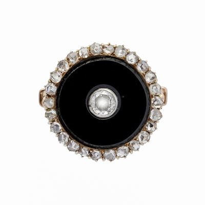 Anello in Oro Rosa, Diamanti e Onice