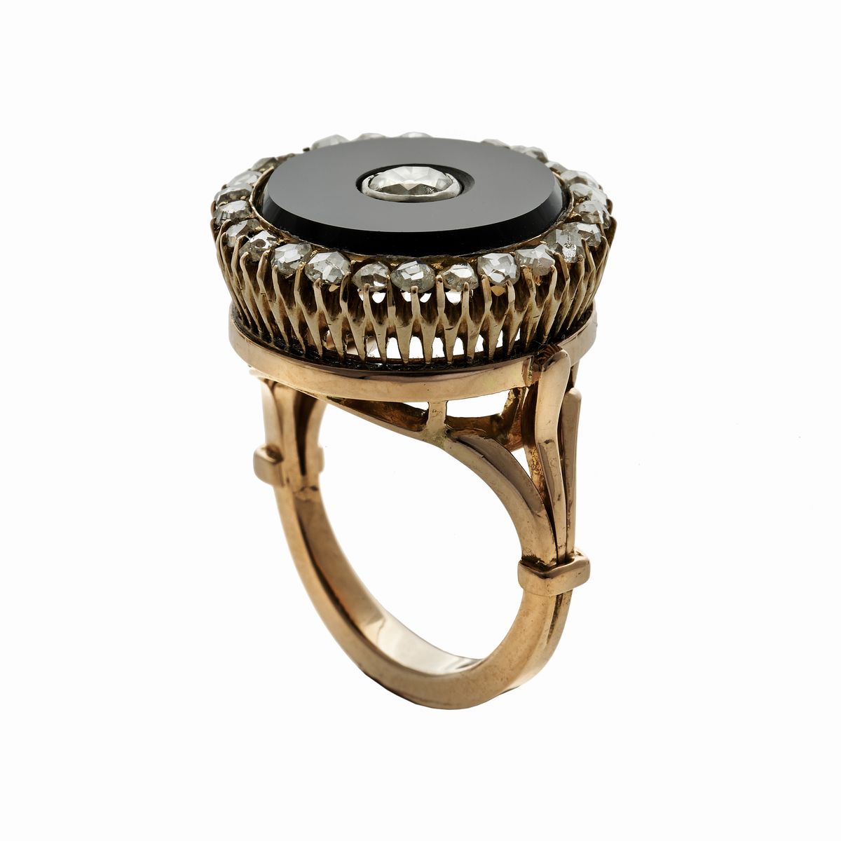 Anello in Oro Rosa, Diamanti e Onice