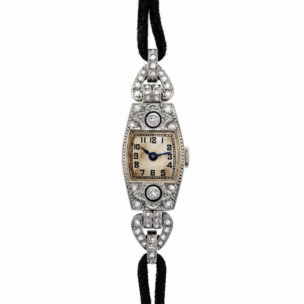 Orologio da signora in platino e diamanti