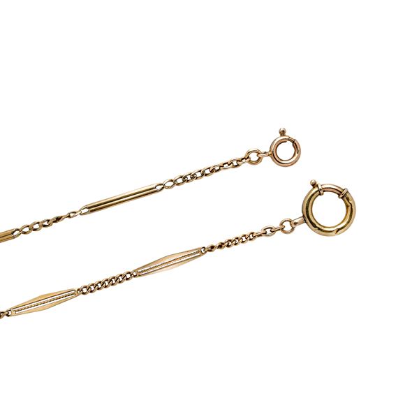 Two yellow gold watch chains