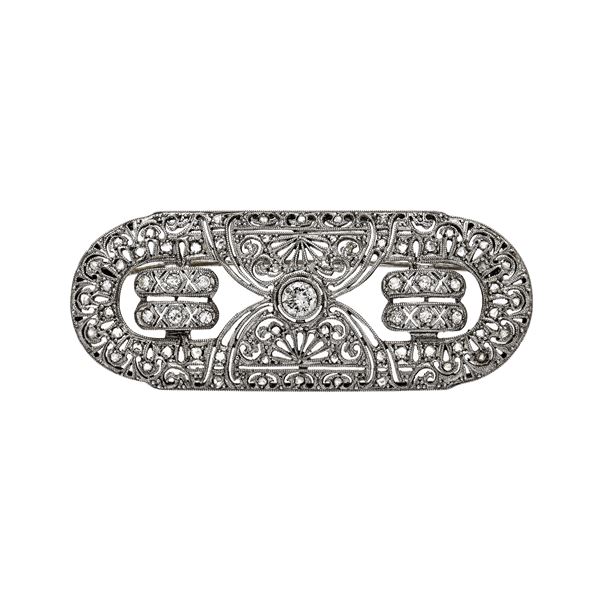 White gold brooch and diamonds  - Auction Antique Jewelry, Modern and Watches - Curio - Casa d'aste in Firenze