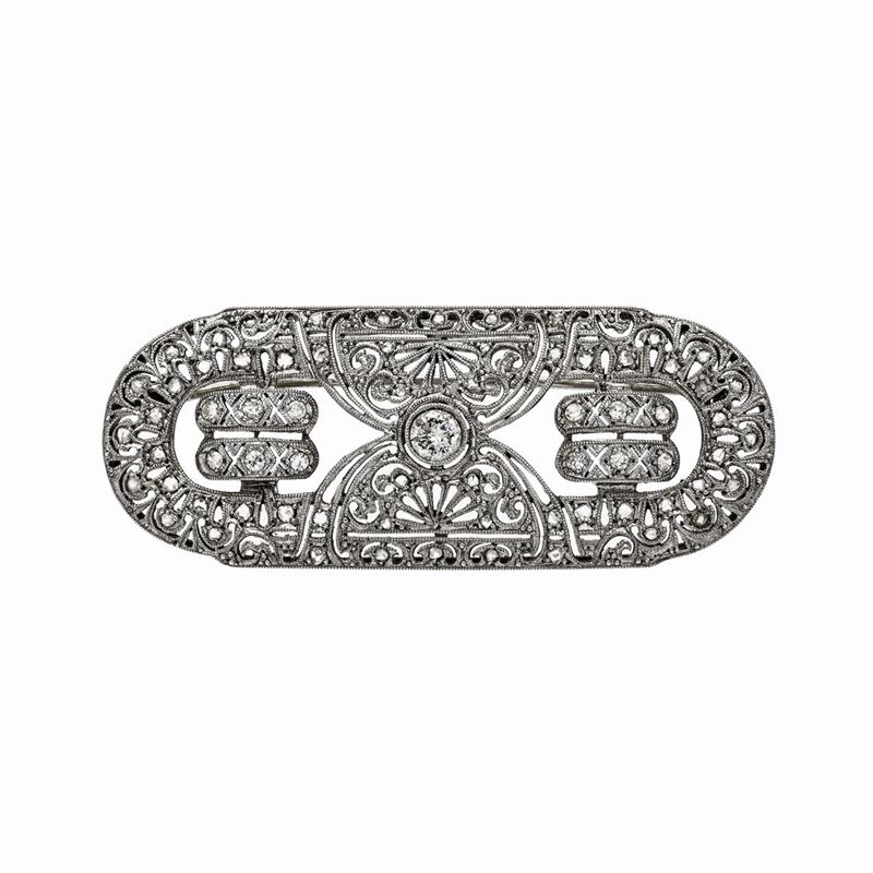 Spilla in Oro Bianco e Diamanti