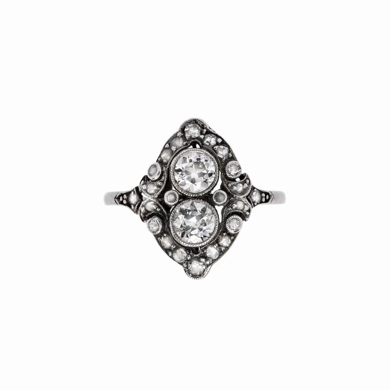 Anello da Mignolo in Oro Bianco e Diamanti