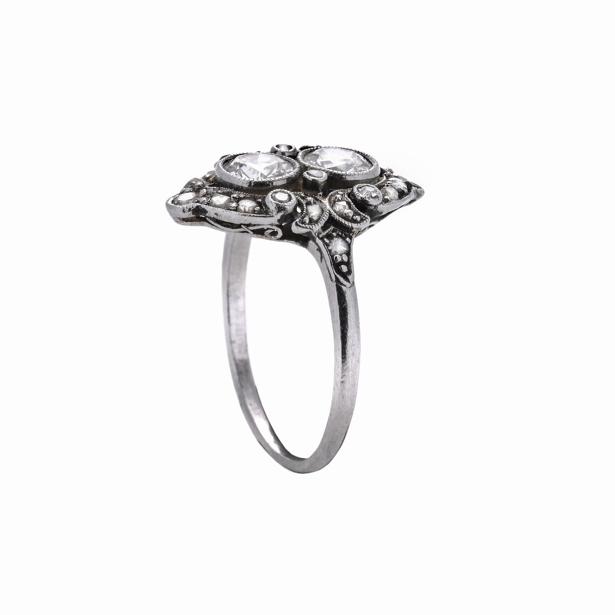 Anello da Mignolo in Oro Bianco e Diamanti