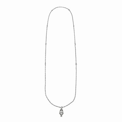 Pendente con Catena in Oro Bianco e Diamanti