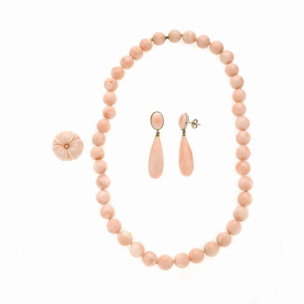 Parure white gold and coral Angelskin