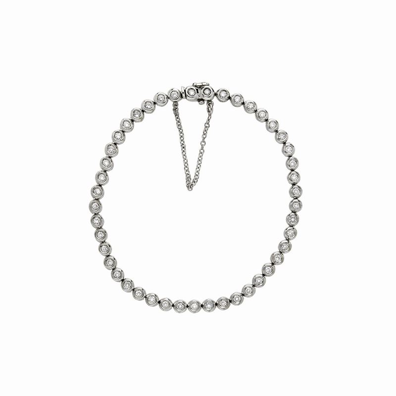 Bracciale Tennis in Oro Bianco e Diamanti