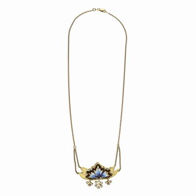Collana in Oro Giallo, Diamanti e Smalto