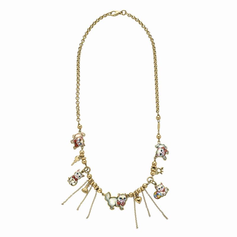 Collana in Oro Giallo e Smalti Colorati Rivalta