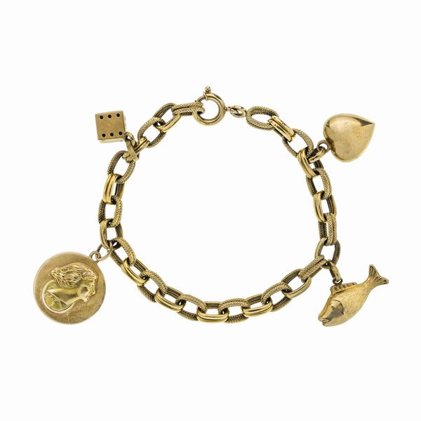 Bracciale in oro giallo con charms UnoaErre