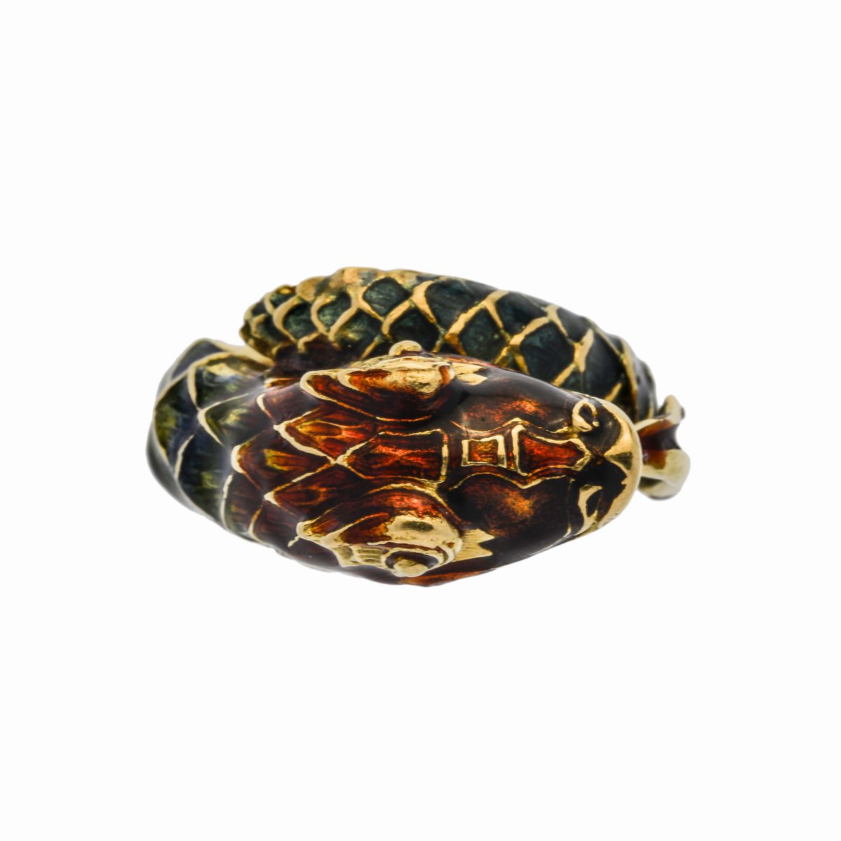 Anello Serpente in Oro Giallo e Smalti Policromi