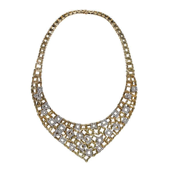 Collier 14 kt yellow gold, white gold and diamonds