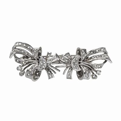 Spilla a Fiore in Oro Bianco e Diamanti