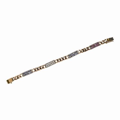 Bracciale in Oro Rosa, Rubini, Zaffiri e Diamanti