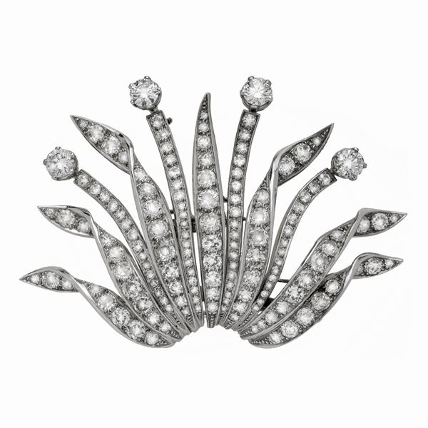 Spilla in platino e diamanti  - Asta Gioielli Antichi, Moderni e Orologi - Curio - Casa d'aste in Firenze