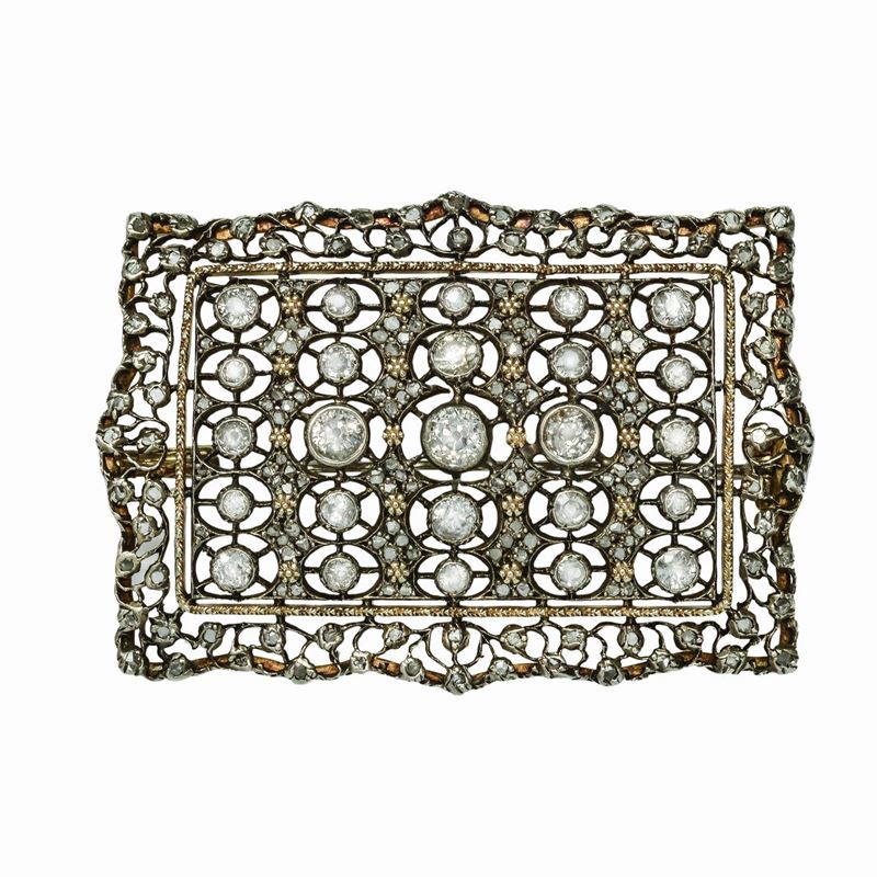 Spilla in Oro Giallo, Argento e Diamanti Buccellati
