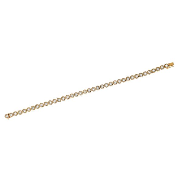 Tennis bracelet in yellow gold and diamonds