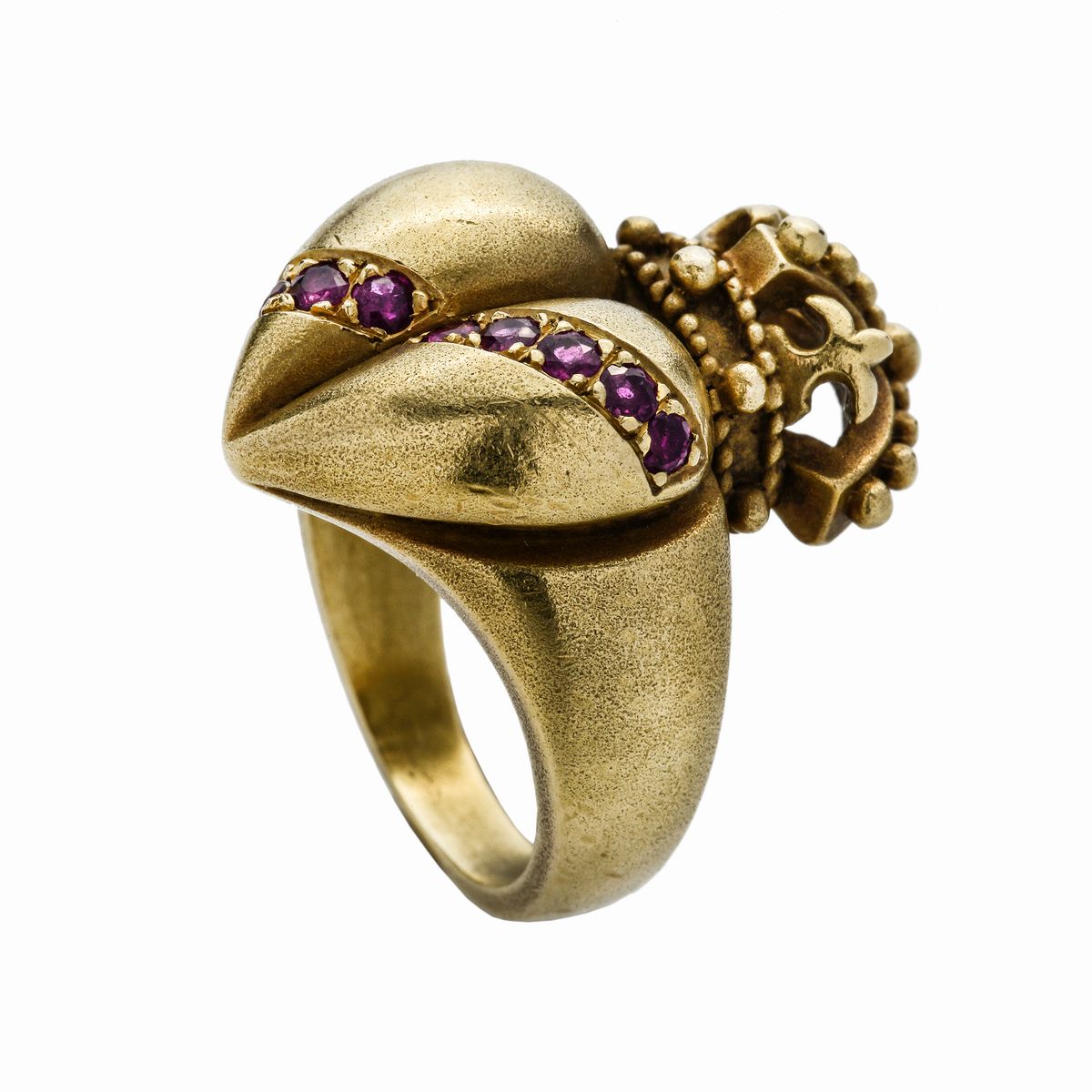 Anello con Stemma in Oro Giallo e Rubini Kieselstein