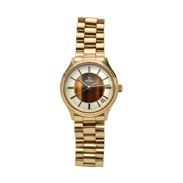 ZENITH - Wrist watch in yellow gold and eye of the tiger Zenith