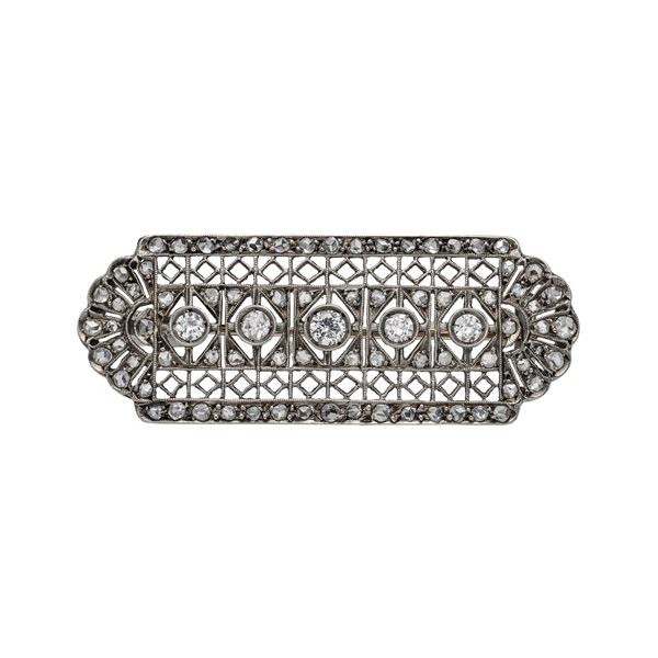 Brooch in platinum and diamonds  - Auction Antique Jewelry, Modern and Watches - Curio - Casa d'aste in Firenze