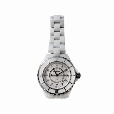 Orologio da Signora in Acciaio, Porcellana Bianca e Diamanti J12 Chanel